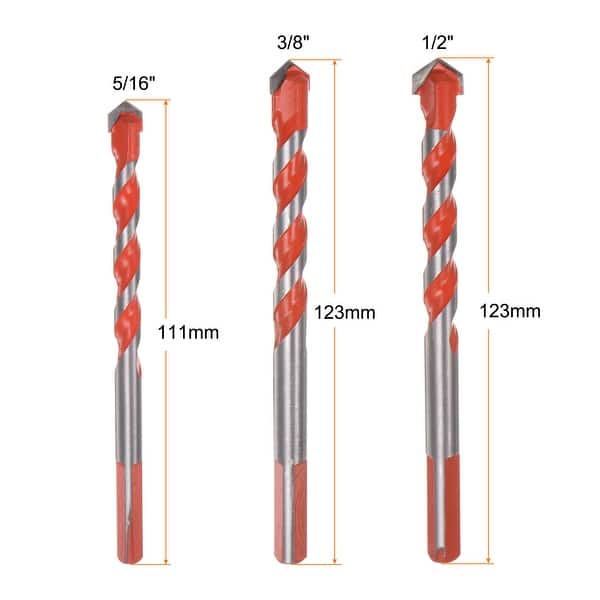 6pcs Masonry Drill Bit Set 5/32" to 1/2" Concrete Ceramic Drill Bit Orange Bed Bath & Beyond